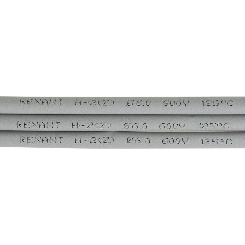Термоусадочная трубка 6,0/3,0 мм, серая, упаковка 50 шт. по 1 м Rexant