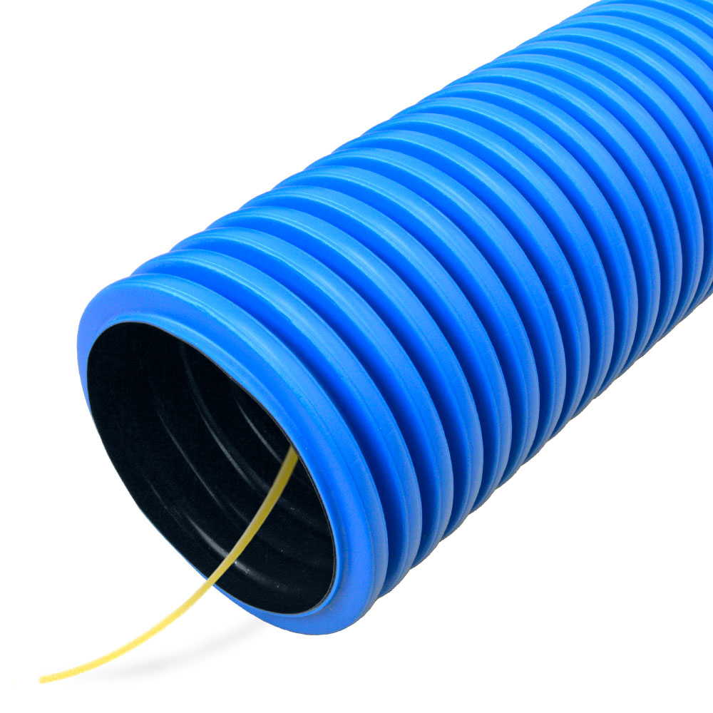 Труба гофрированная двустенная ПНД гибкая Промрукав тип 450 (SN26) с/з синяя д50 (100м/уп)